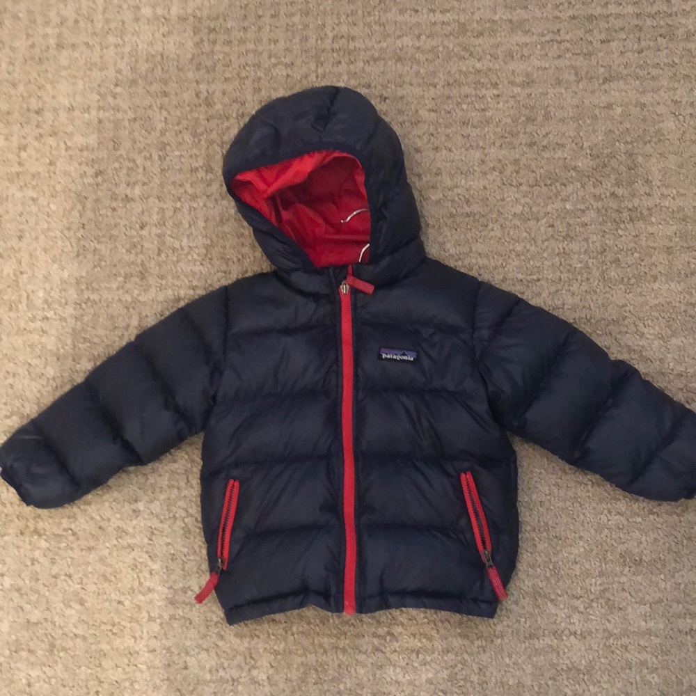 Patagonia Hi Loft Down Puff Coat with Hood- Navy- 2T
